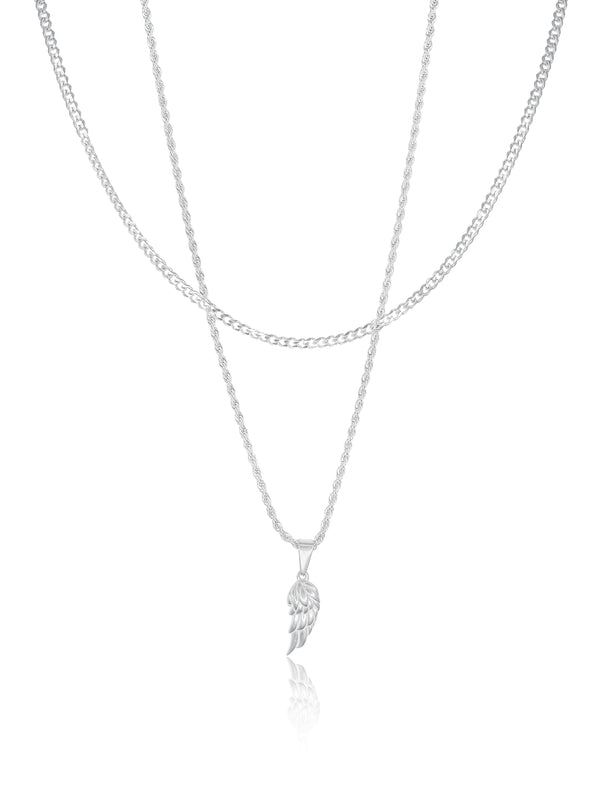 Wing Necklace Set - Silver