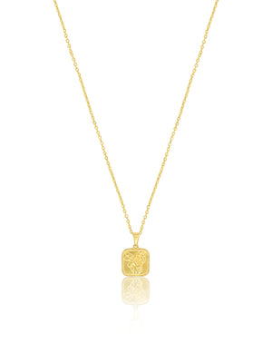 Rose Plate Necklace - Gold