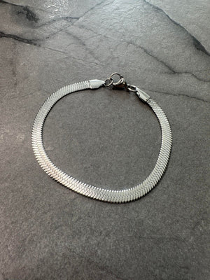 Flat Snake Bracelet - Silver