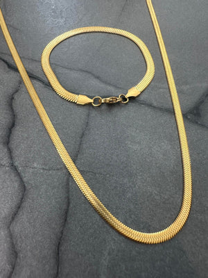 Flat Snake Necklace - Gold