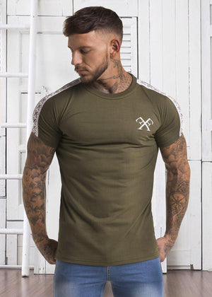 Piping T-Shirt - Olive-Tees-Forever Faithless