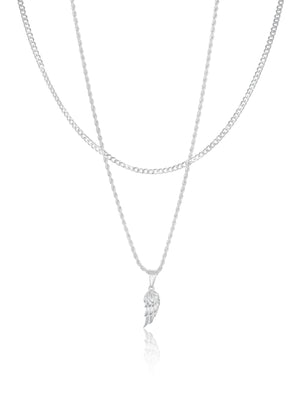 Wing Necklace Set - Silver