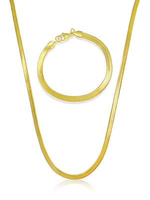 Flat Snake Necklace - Gold