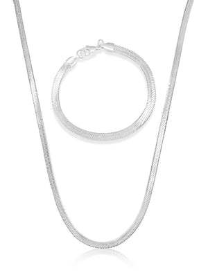 Flat Snake Necklace - Silver