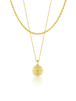 Compass Necklace Set - Gold