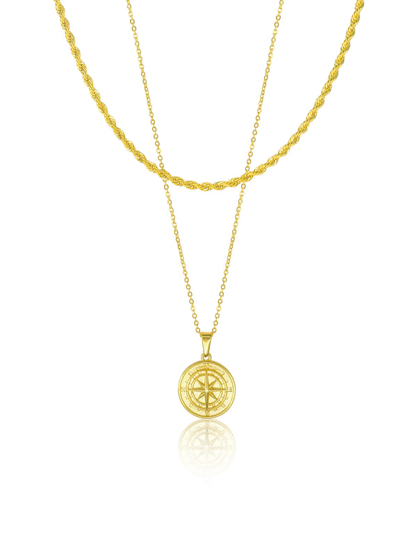 Compass Necklace Set - Gold