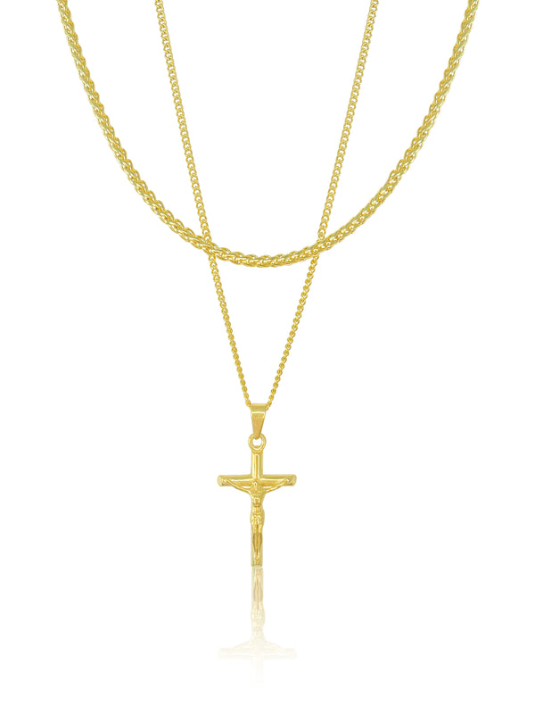 Crucifix Necklace Set - Gold