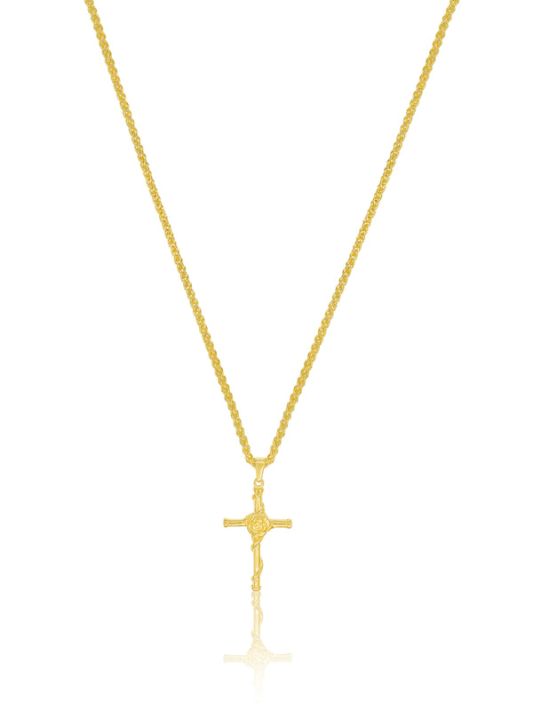 Rose Cross Necklace - Gold