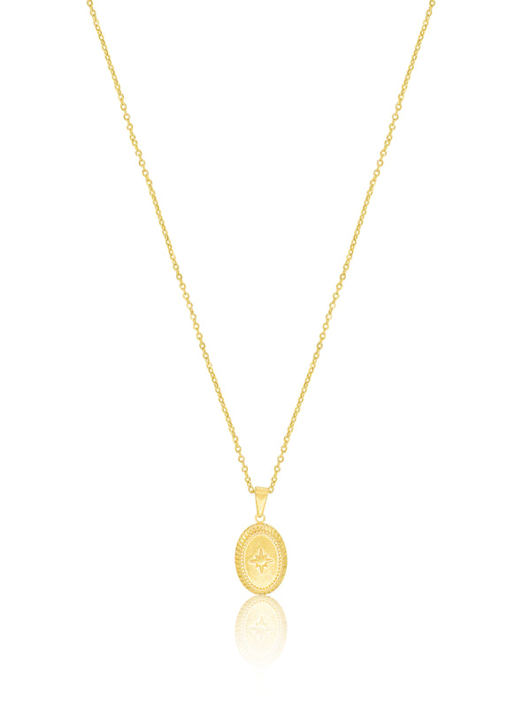 Oval North Star Necklace - Gold