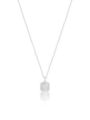 Rose Plate Necklace - Silver