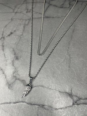 Wing Necklace Set - Silver