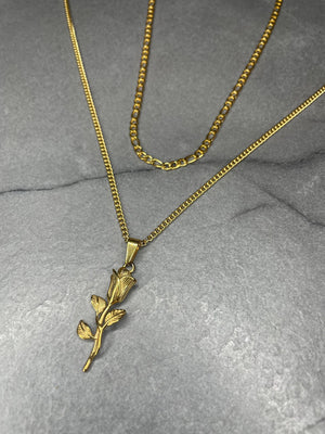 Rose Necklace Set - Gold