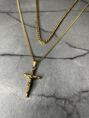 Crucifix Necklace Set - Gold