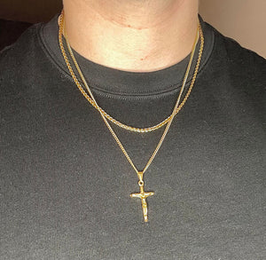 Crucifix Necklace Set - Gold