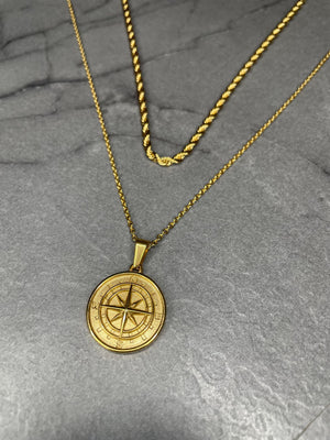 Compass Necklace Set - Gold