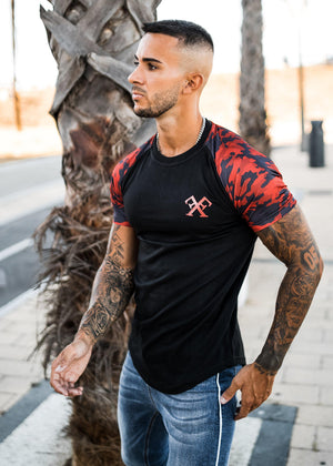 Camo Raglan T-Shirt - Black & Red-Tees-Forever Faithless