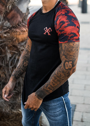 Camo Raglan T-Shirt - Black & Red-Tees-Forever Faithless