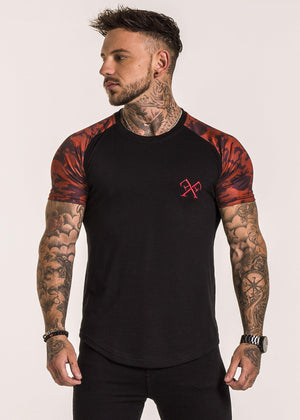 Camo Raglan T-Shirt - Black & Red-Tees-Forever Faithless