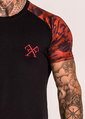 Camo Raglan T-Shirt - Black & Red-Tees-Forever Faithless