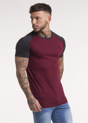 Contrast Signature T-Shirt - Burgundy & Black-Tees-Forever Faithless