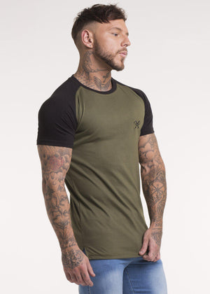 Contrast Signature T-Shirt - Olive & Black-Tees-Forever Faithless