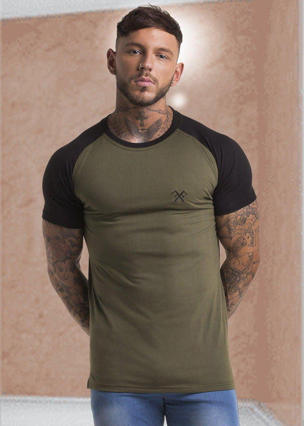 Contrast Signature T-Shirt - Olive & Black-Tees-Forever Faithless