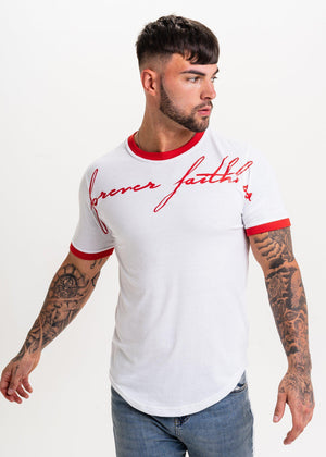 Diamond T-Shirt - White & Red-Tees-Forever Faithless
