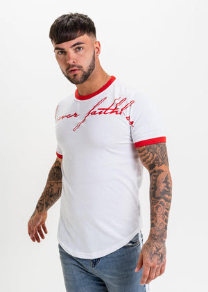 Diamond T-Shirt - White & Red-Tees-Forever Faithless