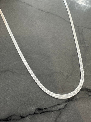 Flat Snake Necklace - Silver