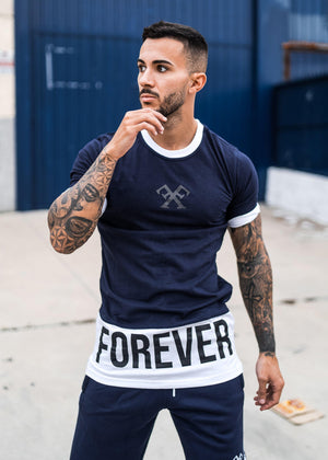 Long Line Street T-Shirt - Navy & White-Tees-Forever Faithless