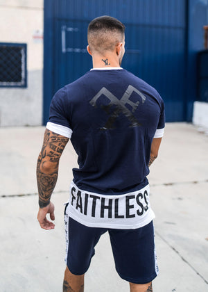 Long Line Street T-Shirt - Navy & White-Tees-Forever Faithless