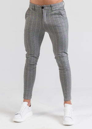 Luxe Pinstripe Chino - Heather Grey-Jeans-Forever Faithless