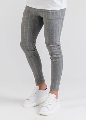 Luxe Pinstripe Chino - Heather Grey-Jeans-Forever Faithless