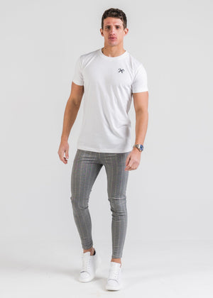 Luxe Pinstripe Chino - Heather Grey-Jeans-Forever Faithless