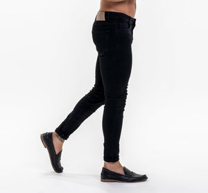 Luxe Plain Denim Jeans - Black-Forever Faithless