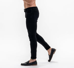 Luxe Plain Denim Jeans - Black-Forever Faithless
