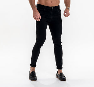 Luxe Plain Denim Jeans - Black-Forever Faithless