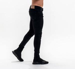 Luxe Plain Denim Jeans - Black-Forever Faithless