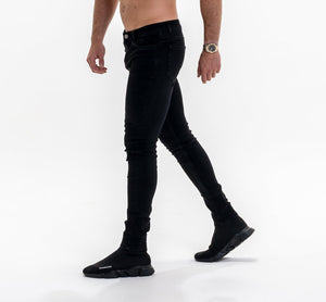 Luxe Plain Denim Jeans - Black-Forever Faithless