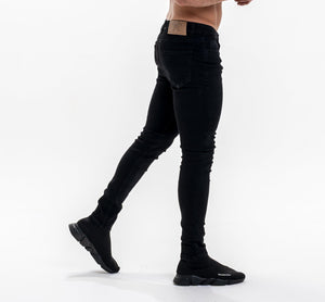 Luxe Plain Denim Jeans - Black-Forever Faithless