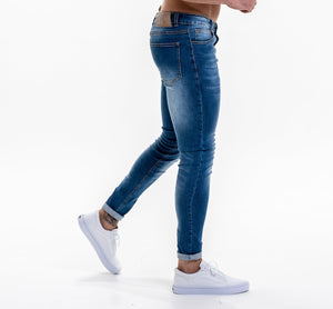 Luxe Plain Denim Jeans - Medium Blue Wash-Forever Faithless