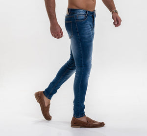 Luxe Plain Denim Jeans - Medium Blue Wash-Forever Faithless