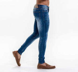 Luxe Plain Denim Jeans - Medium Blue Wash-Forever Faithless