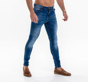 Luxe Plain Denim Jeans - Medium Blue Wash-Forever Faithless