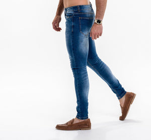 Luxe Plain Denim Jeans - Medium Blue Wash-Forever Faithless