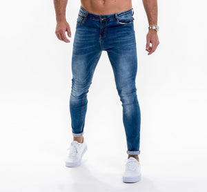 Luxe Plain Denim Jeans - Medium Blue Wash-Forever Faithless