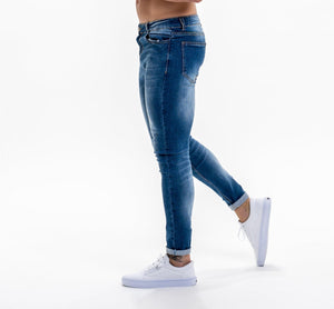 Luxe Plain Denim Jeans - Medium Blue Wash-Forever Faithless