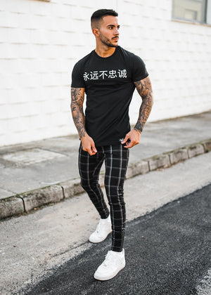 Luxe Tartan Chino - Black-Jeans-Forever Faithless