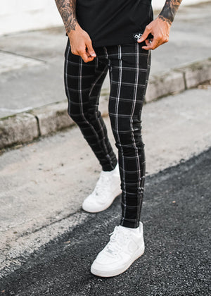 Luxe Tartan Chino - Black-Jeans-Forever Faithless