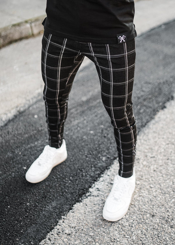 Luxe Tartan Chino - Black-Jeans-Forever Faithless